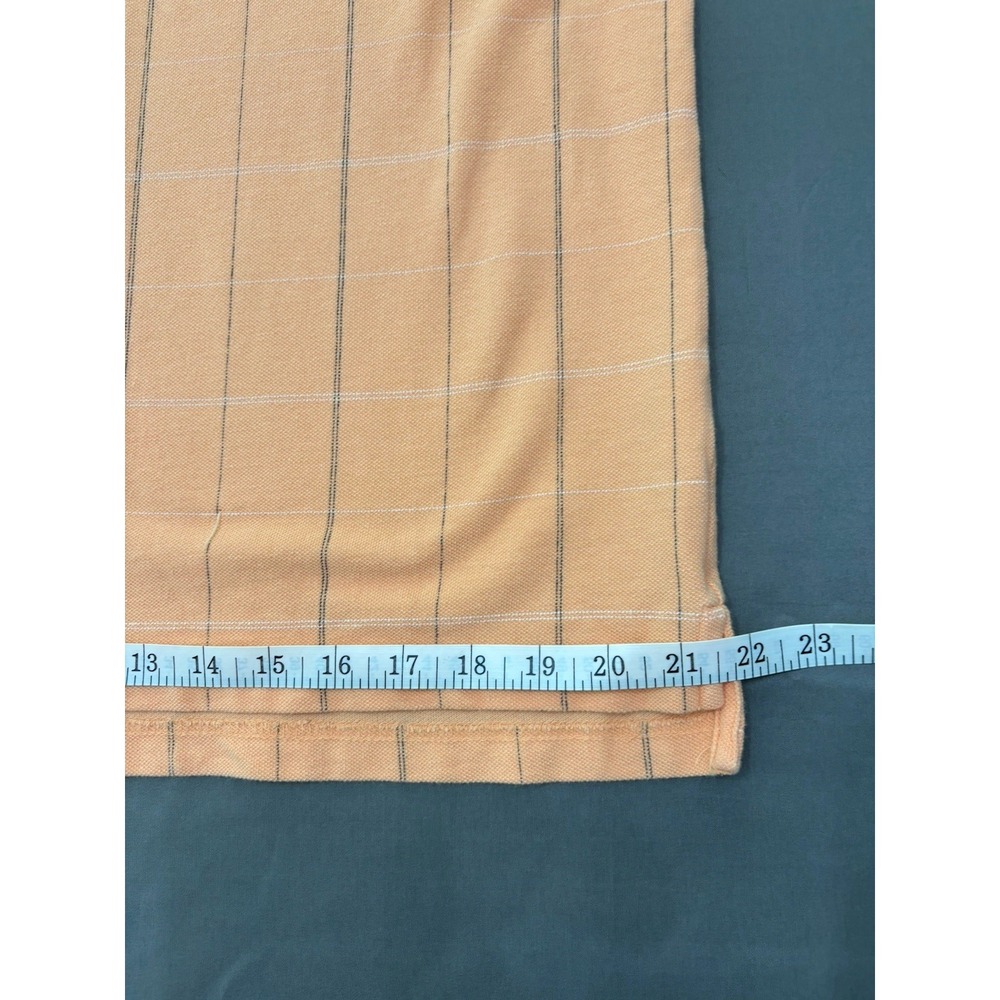 Izod Mens Golf Polo Shirt - Size L- Creamsicle Peach Orange Grid Pattern 4538111 - Picture 5 of 11